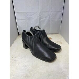 Vintage Y2K Clarks 11M Black Square Toe Chunky Ankle Boot Chelsea grunge
